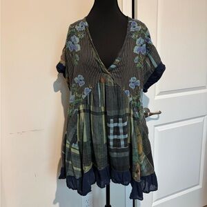 FP Movement by Free People Striped Floral Blouse